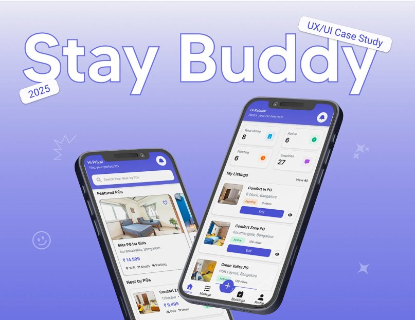 Stay Buddy PG booking app — UI/UX case study by Himani Negi